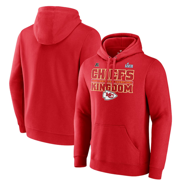 Men's Red Kansas City Chiefs 2022 AFC Champions Team Slogan Pullover Hoodie